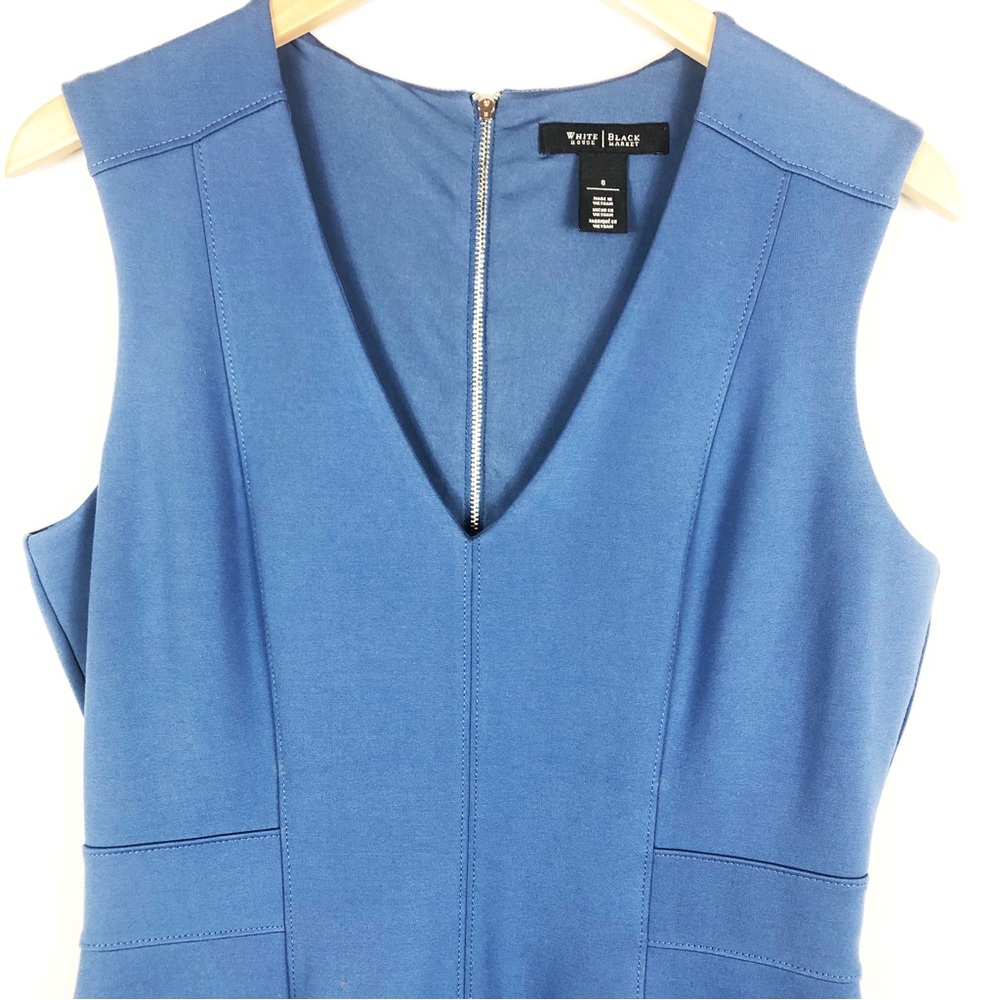White House Black Market WHBM Seamed Sheath Pencil Dress | Blue | Size 8 - Picture 3 of 10